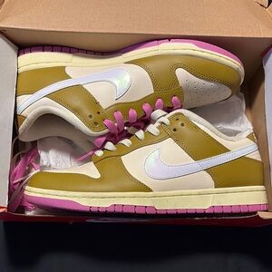 Nike Dunk Low Olive and Pink Sneakers
